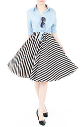 Smitten by Stripes 50s Flare Skirt - Black
