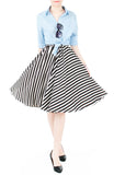Smitten by Stripes 50s Flare Skirt - Black