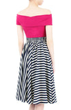 Smitten by Stripes 50s Flare Skirt - Midnight Blue