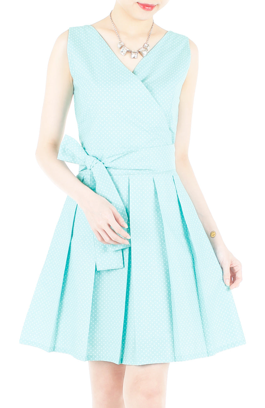 Snowflake Spots Two-way Flare Dress - Tiffany Blue