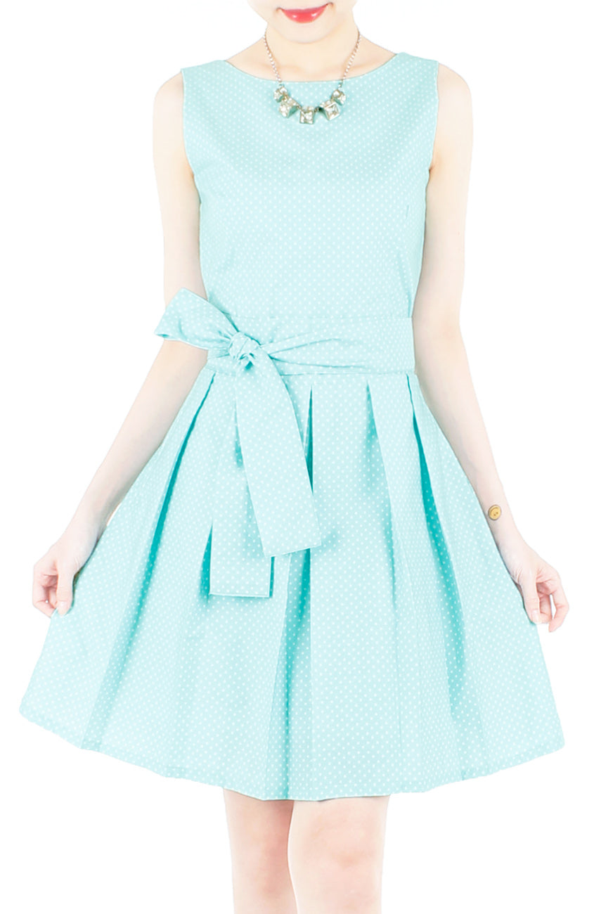 Snowflake Spots Two-way Flare Dress - Tiffany Blue