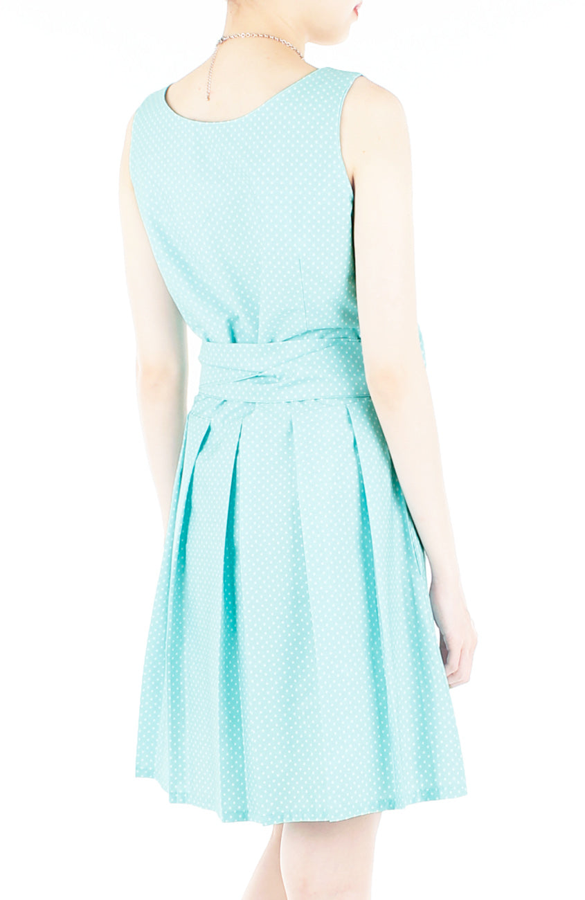 Snowflake Spots Two-way Flare Dress - Tiffany Blue