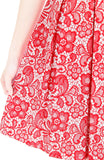 Sophisticated Specialty Lace Flare Dress with Short Sleeves - Lipstick Red