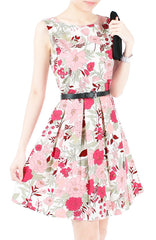 Spring Camellias Floral Flare Dress