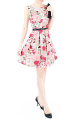 Spring Camellias Floral Flare Dress