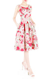 Spring Camellias Floral Flare Midi Dress