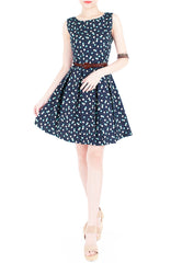 Spring Daisies & Confetti Flare Dress - Mint