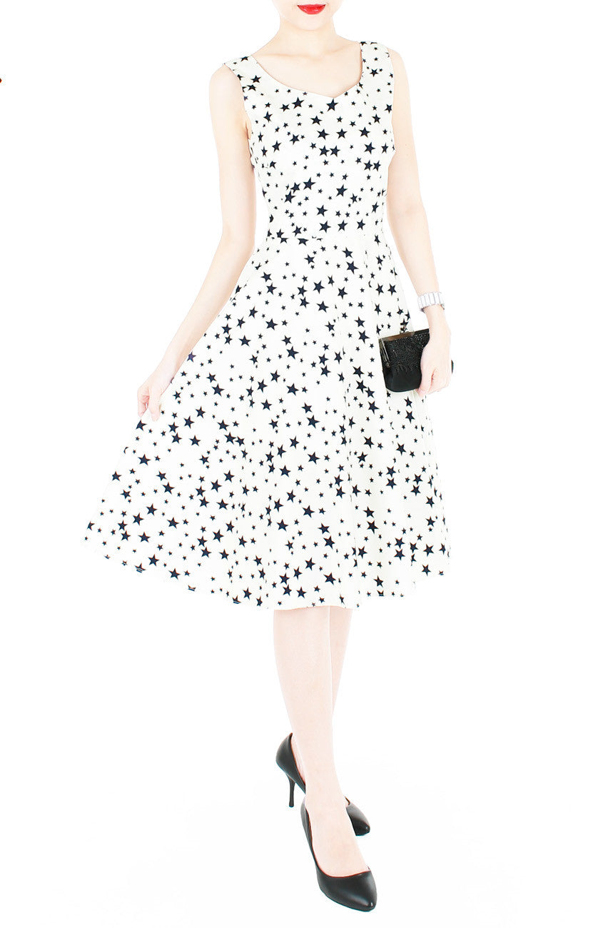 Starry, Starry Night Flare Midi Dress - White