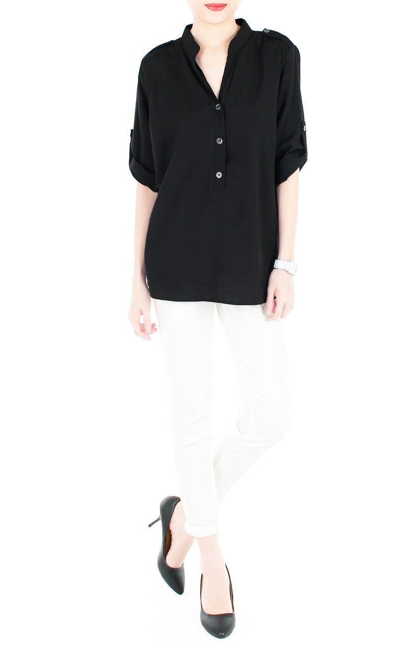 Stay Classic Utility Blouse - Black