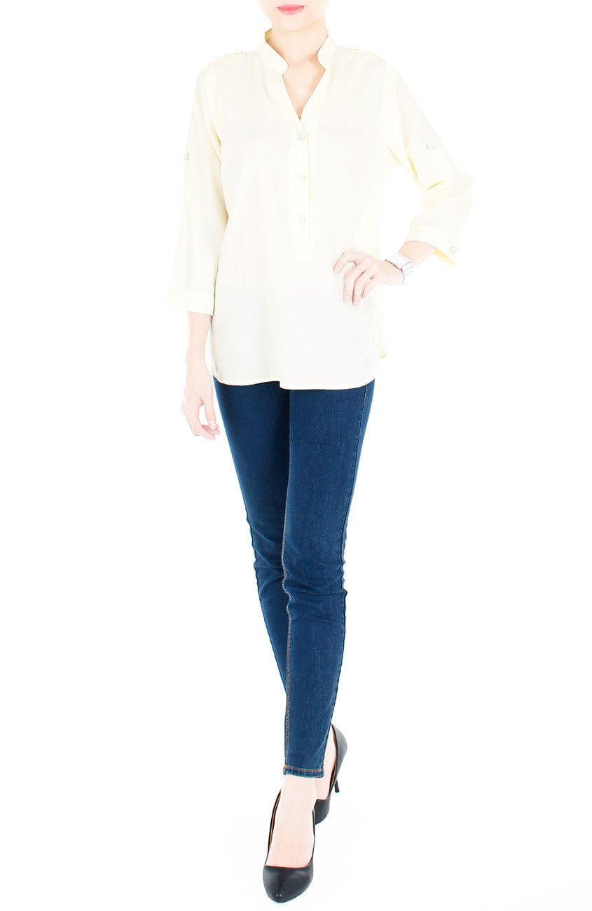 Stay Classic Utility Blouse - Vanilla