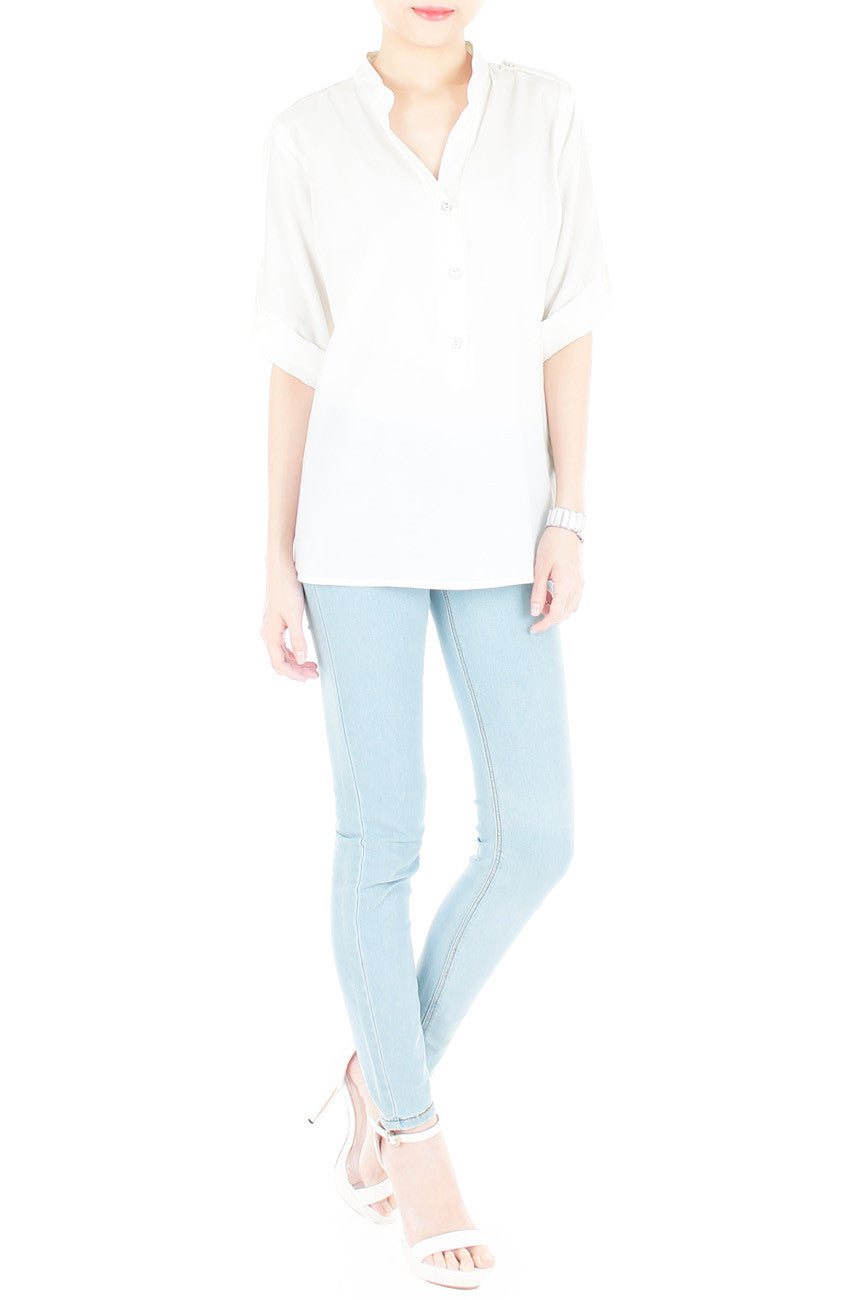 Stay Classic Utility Blouse - White