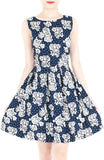 Steal The Rose Show Flare Dress - Dark Blue