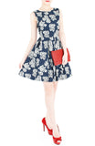Steal The Rose Show Flare Dress - Dark Blue