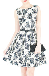 Steal The Rose Show Flare Dress - White