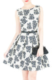 Steal The Rose Show Flare Dress - White