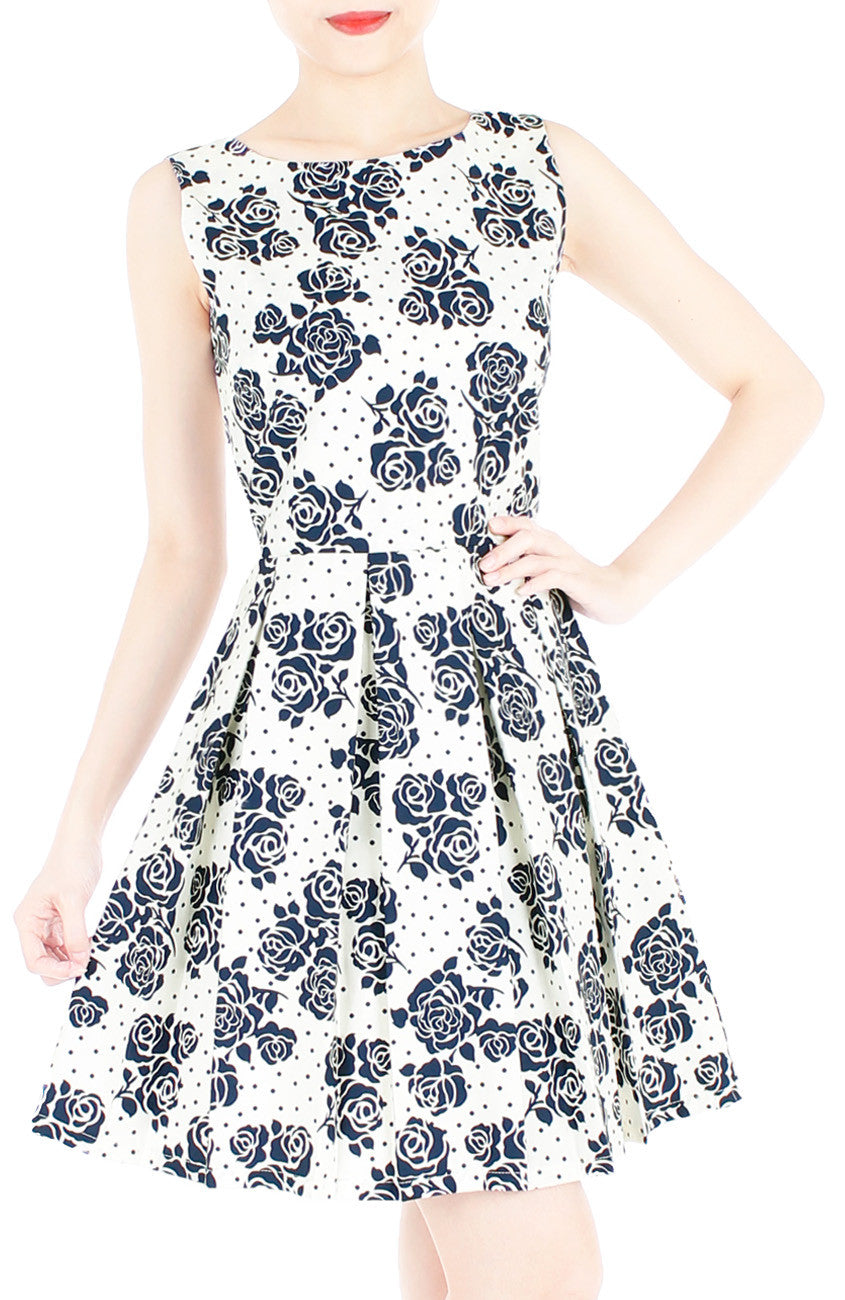 Steal The Rose Show Flare Dress - White