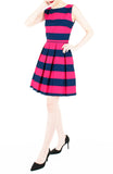 Stripe it Lucky Flare Dress - Fuchsia