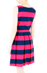 Stripe it Lucky Flare Dress - Fuchsia