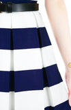 Stripe it Lucky Flare Dress - Navy