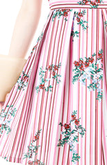 Stripes & Florals Done Right Flare Dress with Short Sleeves - Rose Pink