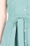 Style Spotted A-Line Button Down Dress in Knee Length – Moss Green