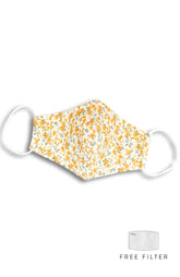 Sunset Orange Florets Pure Cotton Face Mask