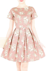 Sweetest Rosewood Vintage Flare Dress with Short Sleeves