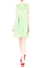Takayama Japanese Print A-Line Button Down Dress - Turquoise