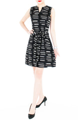 The Mighty Pen A-Line Button Down Dress - Black
