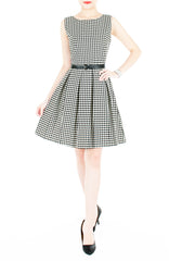 The Timeless Houndstooth Flare Dress - Black
