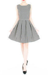 The Timeless Houndstooth Flare Dress - Black