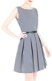 The Timeless Houndstooth Flare Dress - Dark Blue