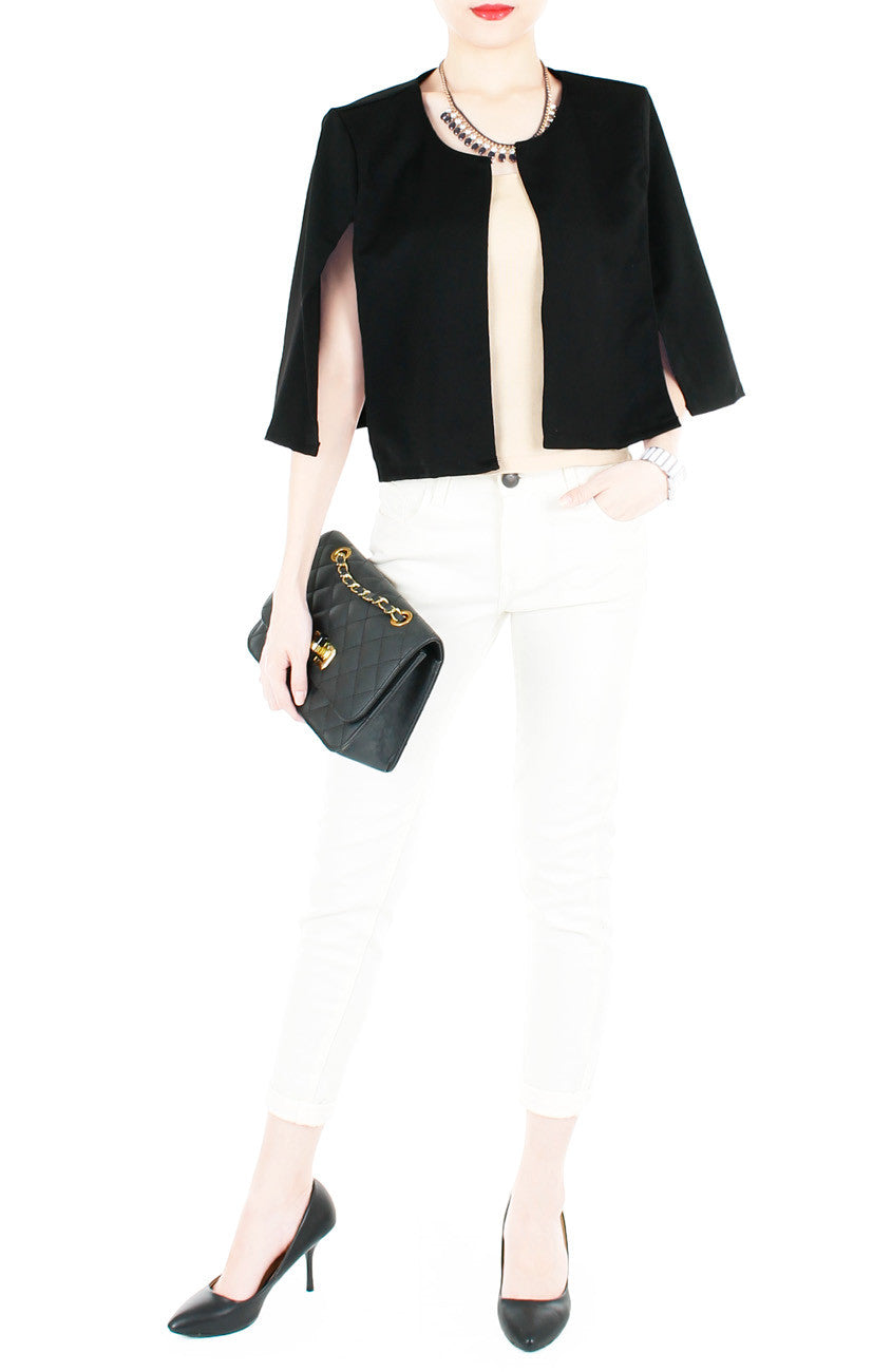 Think Tank Cape in Cropped Length - Black