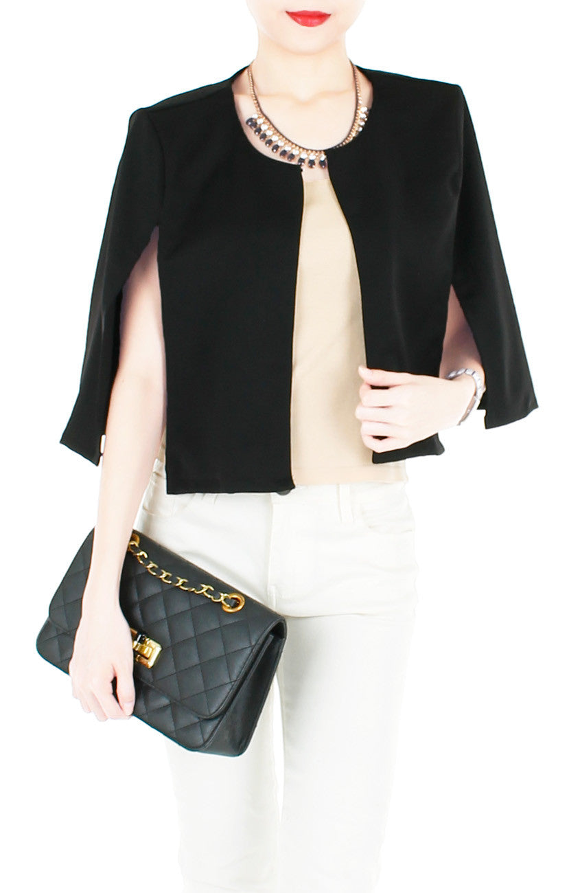 Think Tank Cape in Cropped Length - Black