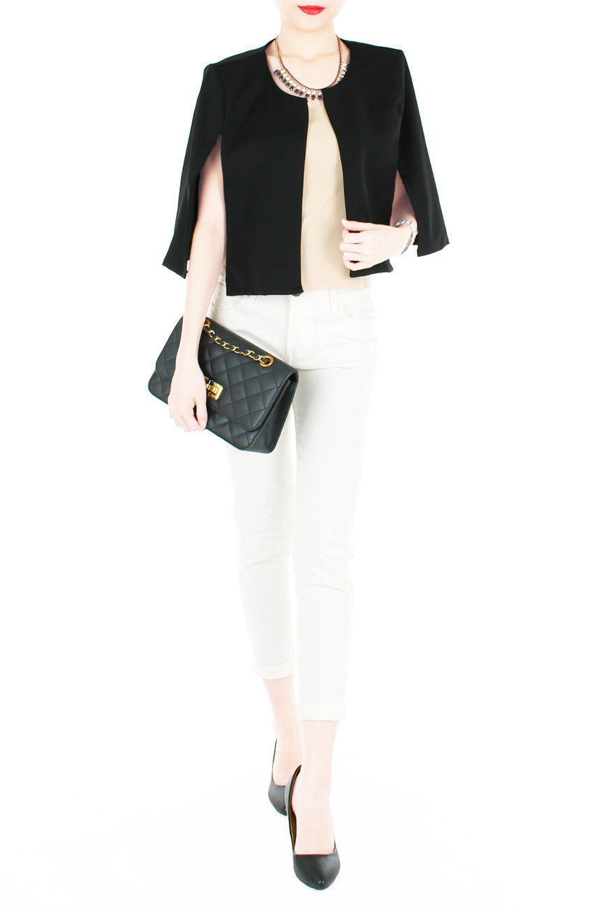 Think Tank Cape in Cropped Length - Black