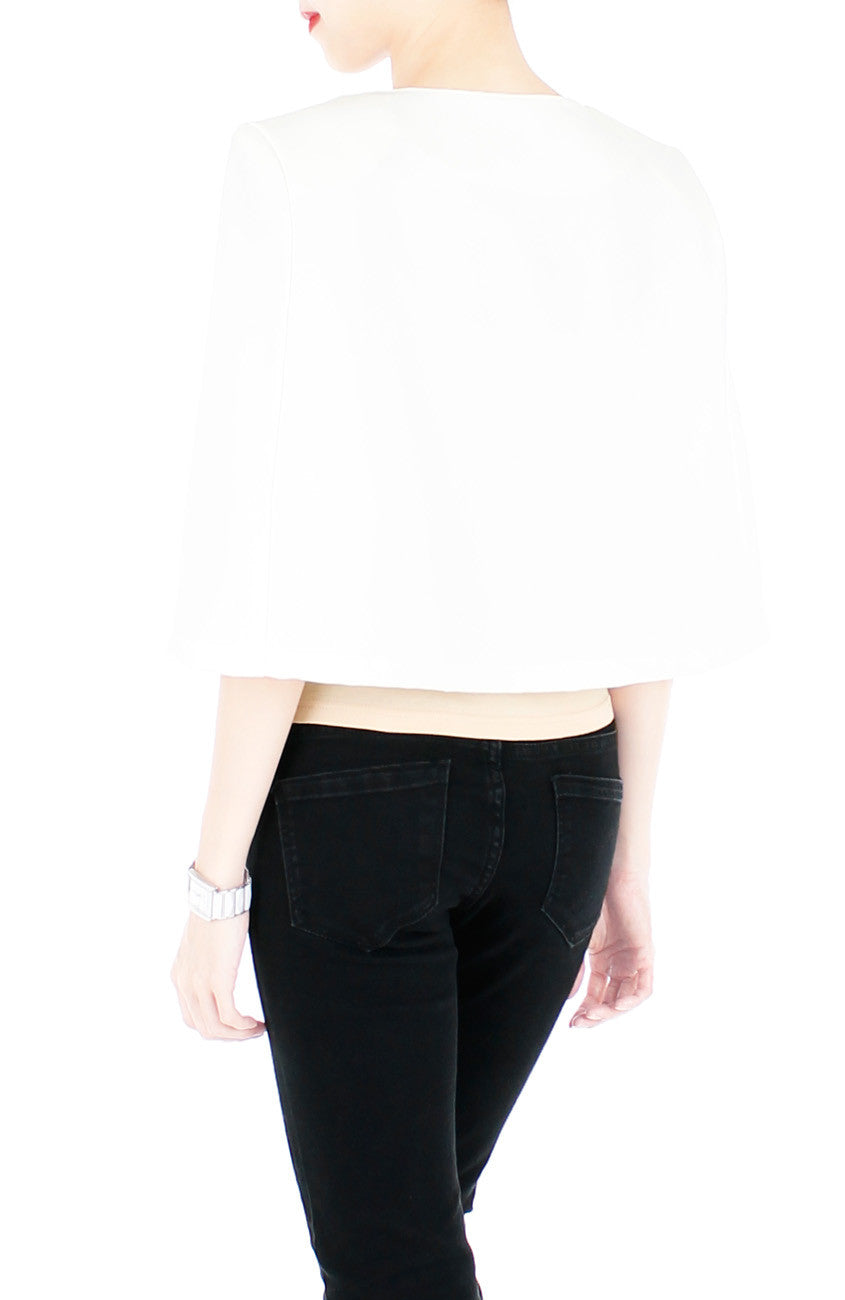 Think Tank Cape in Cropped Length - White