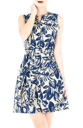 Tranquil Tropical Warrior A-Line Button Down Dress
