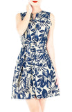 Tranquil Tropical Warrior A-Line Button Down Dress