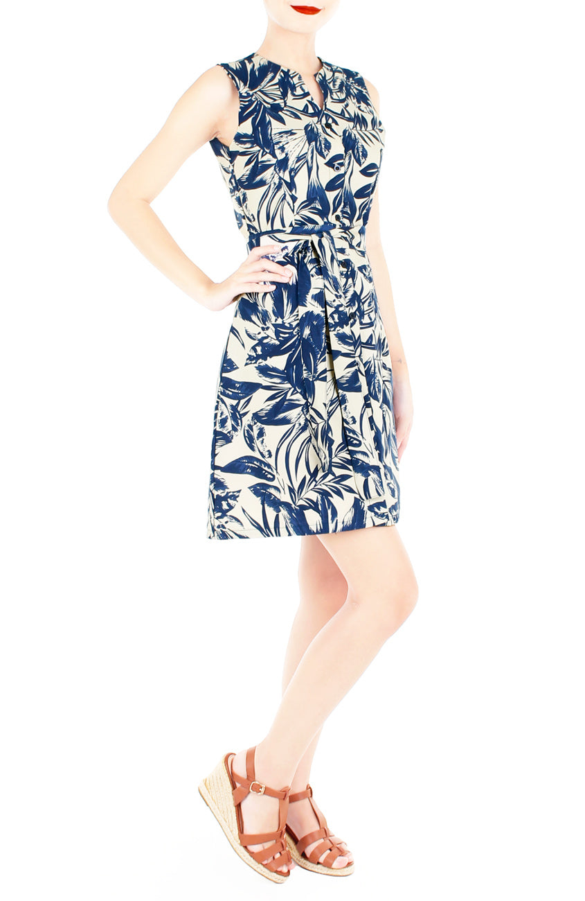 Tranquil Tropical Warrior A-Line Button Down Dress