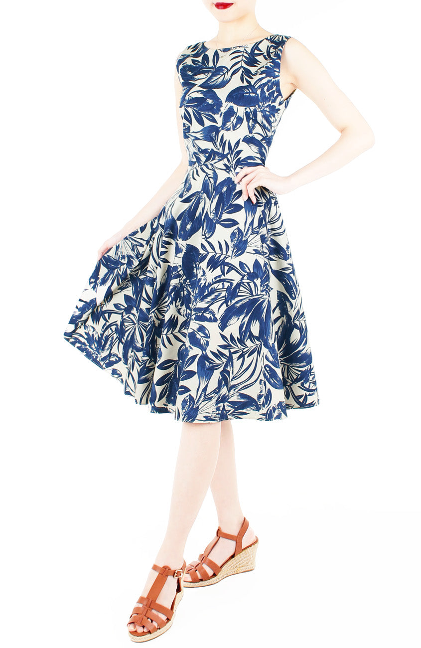 Tranquil Tropical Warrior Flare Midi Dress