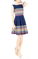 Travelling Vibes Flare Dress - Dark Blue