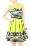 Travelling Vibes Flare Dress - Lime