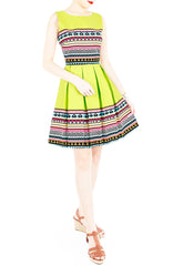 Travelling Vibes Flare Dress - Lime