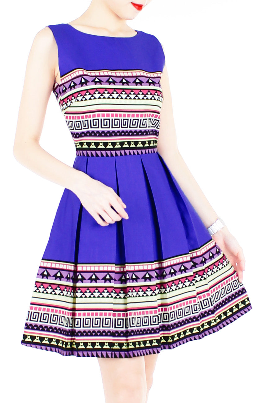 Travelling Vibes Flare Dress - Azure Blue
