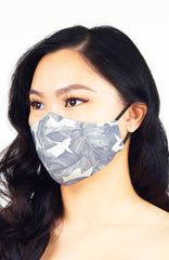 Tropical Palm Pure Cotton Face Mask - Whisper Grey