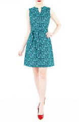 Tsuki-hana A-Line Button Down Dress - Jade