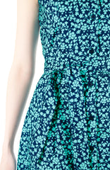 Tsuki-hana A-Line Button Down Dress - Jade