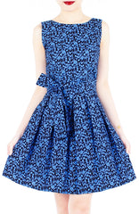 Tsuki-hana Two-way Flare Dress - Ocean Blue
