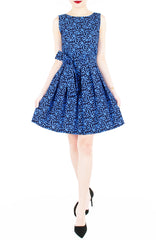 Tsuki-hana Two-way Flare Dress - Ocean Blue
