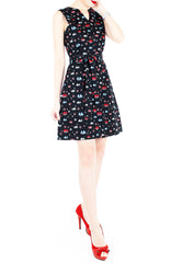 Unstoppably Nautical A-Line Button Down Dress with Belt - Red Sails